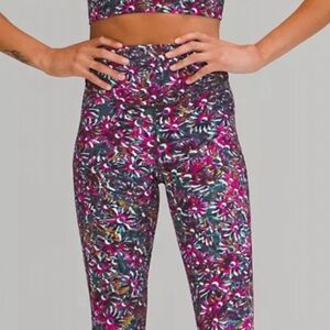 Lululemon Swift Speed High Rise Crop Yoga Leggings 21" Floral Electric 4 NNT